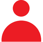 SEO-optimized alt text for the image: "Icon depicting a person represented by a semi-circle beneath a red solid circle."